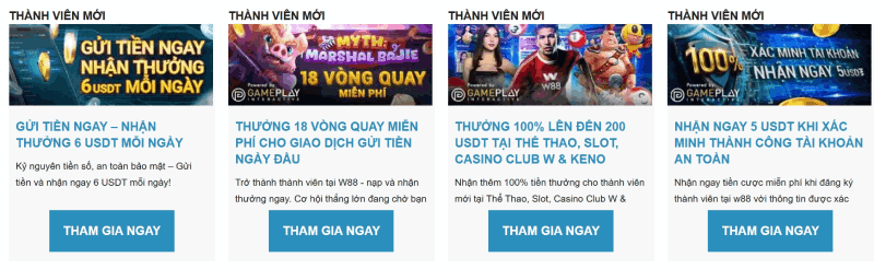 khuyến mãi chào mừng W88